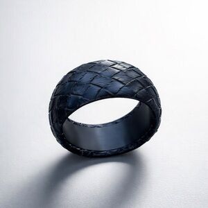 VINTAGE BLACK WOVEN BANGLE BRACELET SLIP-ON BOTTEGA VENETA VIBES BOHO RESORTWEAR